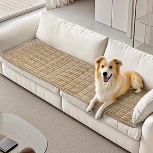 Couch Cover for Dogs Washable, Durable Dog Couch Cover Protector, Fuzzy Pet Couch Covers for Sofa, Non Slip Pet Sofa Covers for Dogs, Soft Dog Slipcover for Couch, Light Brown, 27.6" x 70.9"