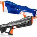 2Packs Electric Water Gun for Kids & Adults, Automatic Fill Up, Powerful Squirt Guns with 28-32 FT Long Range, Summer Outdoor Pool Beach Water Pistol/Blaster Toys (Blakc & Blue)