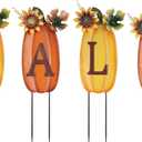 hogardeck Outdoor Fall Thanksgiving Decorations for Home, 4 PCS Metal Pumpkin Decorative Garden Stakes with Sunflowers for Fall Decorations, Yard Signs for Garden Home Lawn Patio