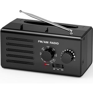 AM FM Radio Portable,Goodes Transistor Radio Plug in Wall Battery Powered with Best Reception, Loud Speaker, Excellent Sound, Small Radios for Home Outdoor Office Desk Use/Decor, Gift for Elders (Black)