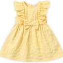 PATPAT Toddler Baby Girls Summer Dresses Spring Clothes Flower Sundress Ruffle Sleeve Bowknot 3-24 Months (Yellow Floral)