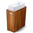 Coeusy 3 Gallon Wooden Trash Can with Liner,Small Solid Wood Bathroom Trash Can,Narrow Garbage Can,Decorative Waste Basket for Bathroom,Bedroom,Office