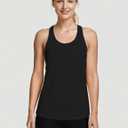 YOYOYOGA Tank Tops for Women Open Back Running Tops Workout Shirts 2 Packs (Black, M)