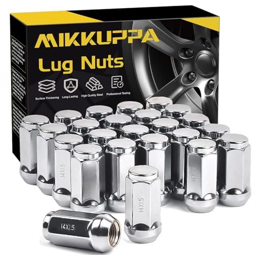 MIKKUPPA M14x1.5 Lug Nuts - Replacement for Chevy Silverado 1500 Traverse Colorado Tahoe, GMC Sierra Savana Aftermarket Wheel, Chrome 24pcs Wide 23mm Closed End Bulge Acorn One-Piece Tire Lug Nut