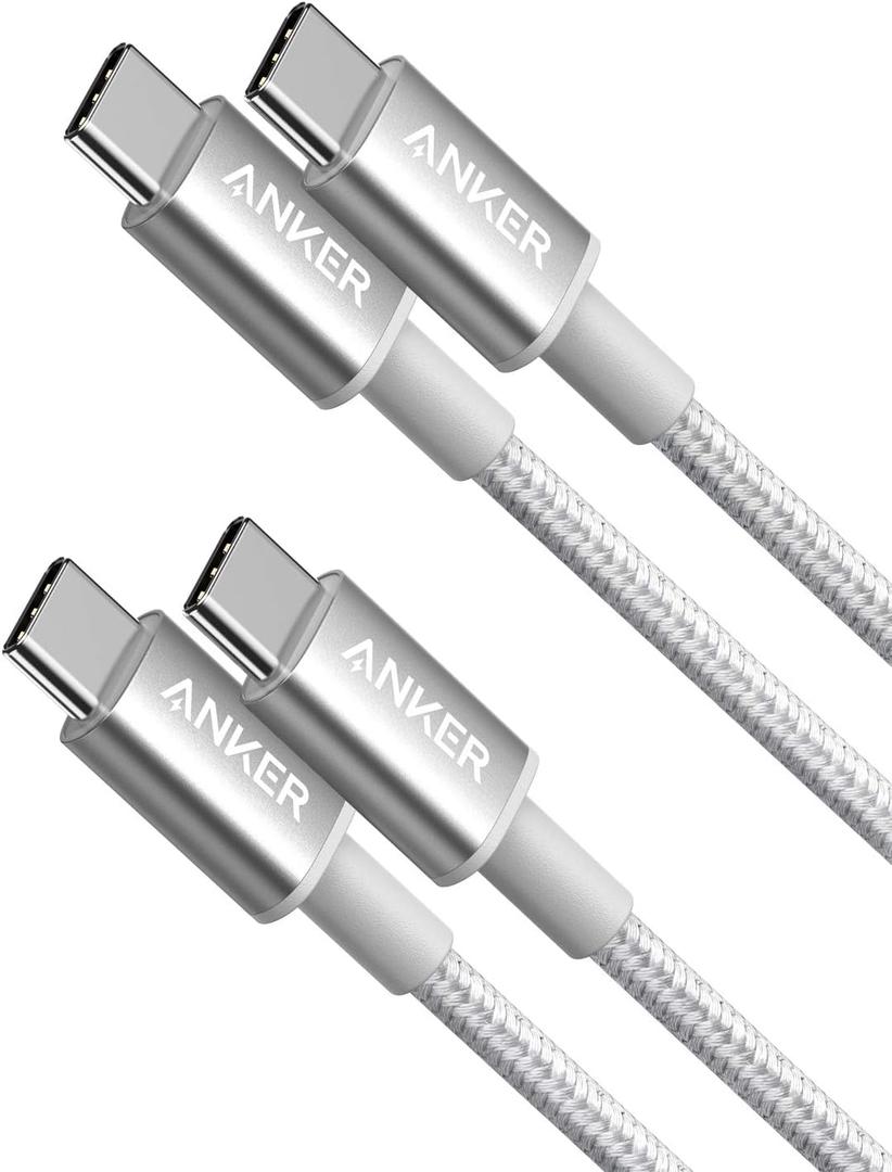 Anker USB C to USB C Cable, Type-C 60W Fast Charging Cable (3FT, 2Pack) for iPhone 16 Series, iPad mini 6 and More (Silver)