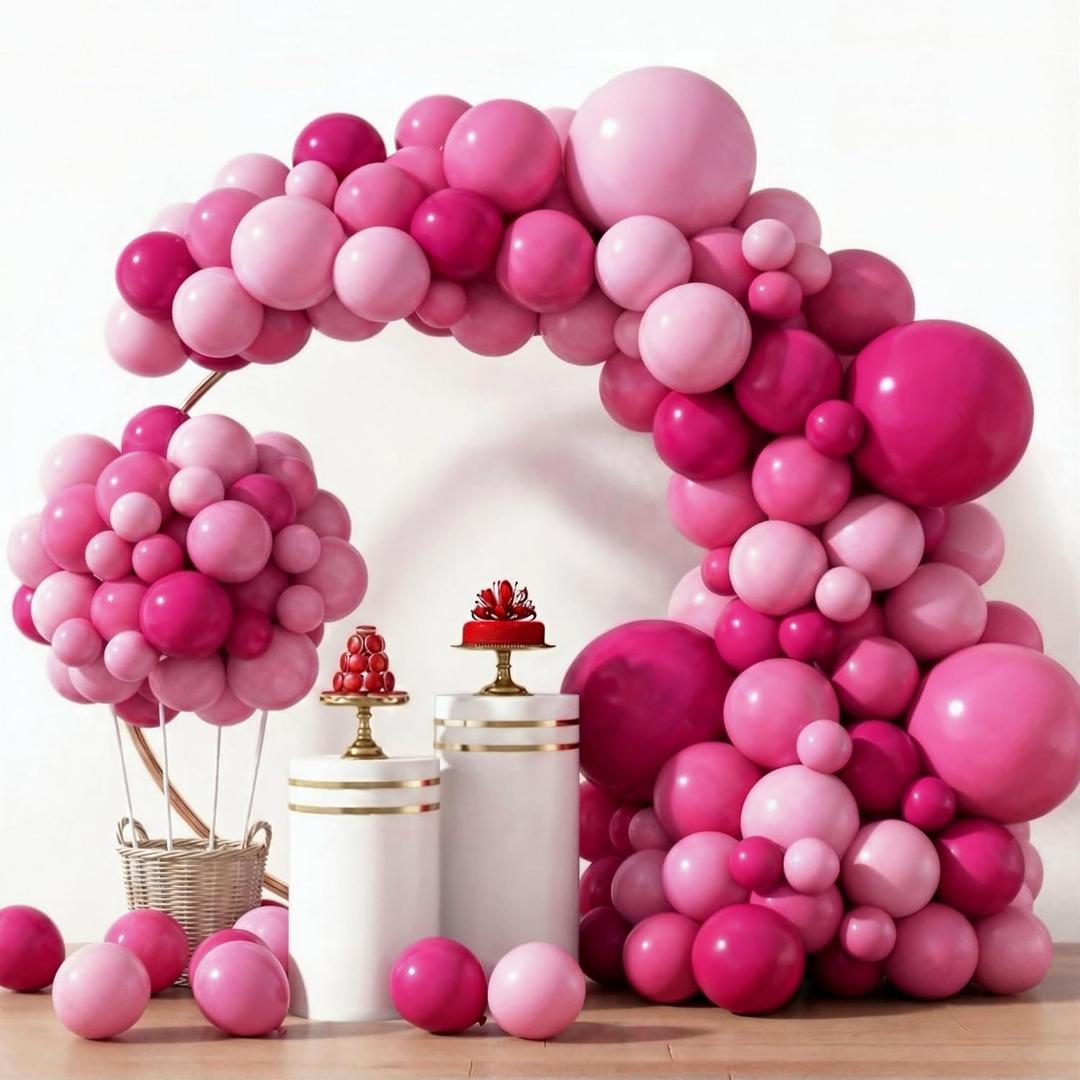 KatchOn, Pink Balloons Arch Kit - 18 Inch, Huge Pack Of 186 | Valentines Balloons for Valentines Day Decorations | Hot Pink Balloons for Birthday Party Decorations | Pink Party Decorations