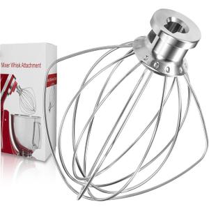 K45WW 6 Wire Whip Attachment for KitchenAid 4.5 5 Quart Tilt-Head Stand Mixer, Dishwasher Safe, Stainless Steel Whisk for Kitchen Aid Mixer Accessory Replacement Parts