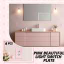 Relaxweex Scalloped Duplex Outlet Covers Wall Plate Room Decor Metal Cute Decorative Outlet Cover for Bedroom Home Decor (Pink)