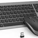 Wireless Keyboard and Mouse Combo - Full Size Slim Thin Wireless Keyboard Mouse with Numeric Keypad 2.4G Stable Connection Adjustable DPI (Grey & Black) (Black & Grey)