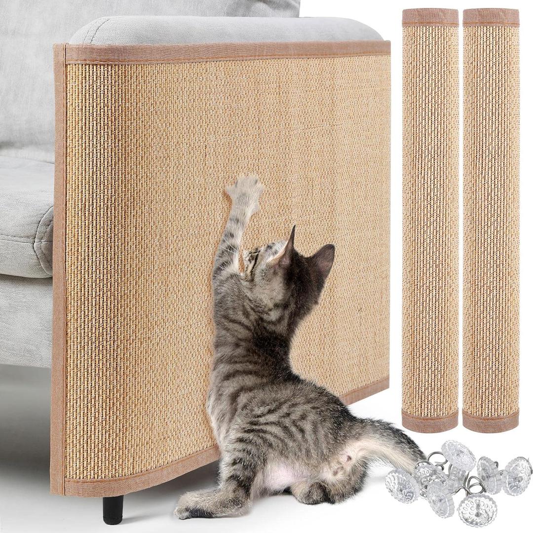 Newwiee 2 Pcs Cat Scratch Furniture Protector Mat Sofa Couch Protector for Cats Pet Scratching Pads for Couch, Sofa, Chair, Easy Installation(15.7 x 23.6 inch)