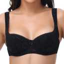 Oscrenia Balconette Bra for Women Demi Balcony Bras Underwire Push Up Half Cup(Black,34D) (Black)