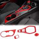 Voodonala for Chevy Camaro Interior Kits Gear Panel Cover Cup Holder Cigerate Lighter Decoration Cover Compatible with Chevrolet Camaro 2017-2023 (Red,4Pcs,ABS)