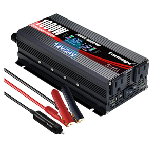 Cantonape 1000W/2000W(Peak) Car Power Inverter DC 12V to 110V/120V AC Converter with LCD Display Dual AC Outlets and Dual USB Car Charger for Car Camping Laptop Truck Black