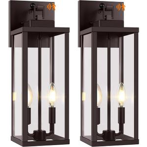 BesLowe 2-Pack 18” Large Upgraded Motion Sensor Outdoor Wall Lights, Brown, 18in