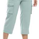 TBMPOY Womens Cargo Capris Lightweight Hiking Pants 6 Pockets Quick Dry Casual Outdoor Trip Loose Shorts Cropped Cotton (Blue, XL)