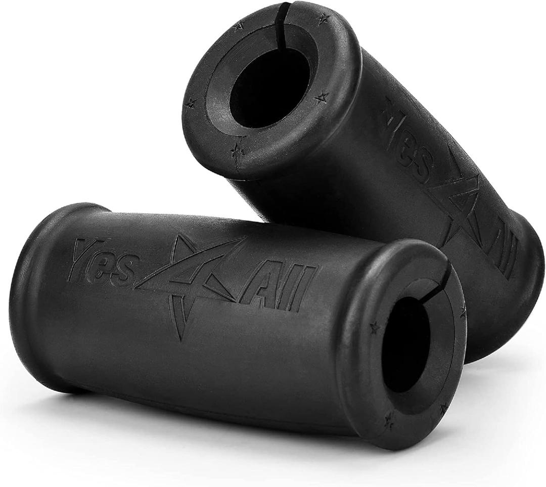 Yes4All Thick Dumbbell Handles Grips, Firm Rubber Barbell Grips, Great for Increasing Forearm Strength, Weightlifting, Muscle Building, Cable Attachments (A. Black)