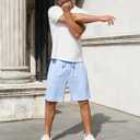 COOFANDY Men's 7 inch Casual Shorts Drawstring Waist Lightweight Quick Dry Summer Beach Board Shorts with Pockets (Blue, XL)