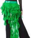 Wuchieal Women's Belly Dance Hip Scarf Belt Skirt Latin Dance Belt Performance Tassel Wave Skirt (Green)
