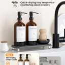 [Luxury] Kitchen Soap Dispenser Set - 16OZ Amber Glass Bottle, Stainless Steel Pump, Instant Dry Tray, Waterproof Labels, Non-Slip Silicone Pad, and Dish Brush | Upgrade for Your Kitchen and Bathroom