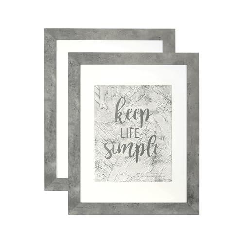 kennethan 11x14 Picture Frame Cement Gray 2 Pcs in 1 set 11x14 Frame can Display 8x10 Picture with Mat or 11x14 Without Mat on the Wall
