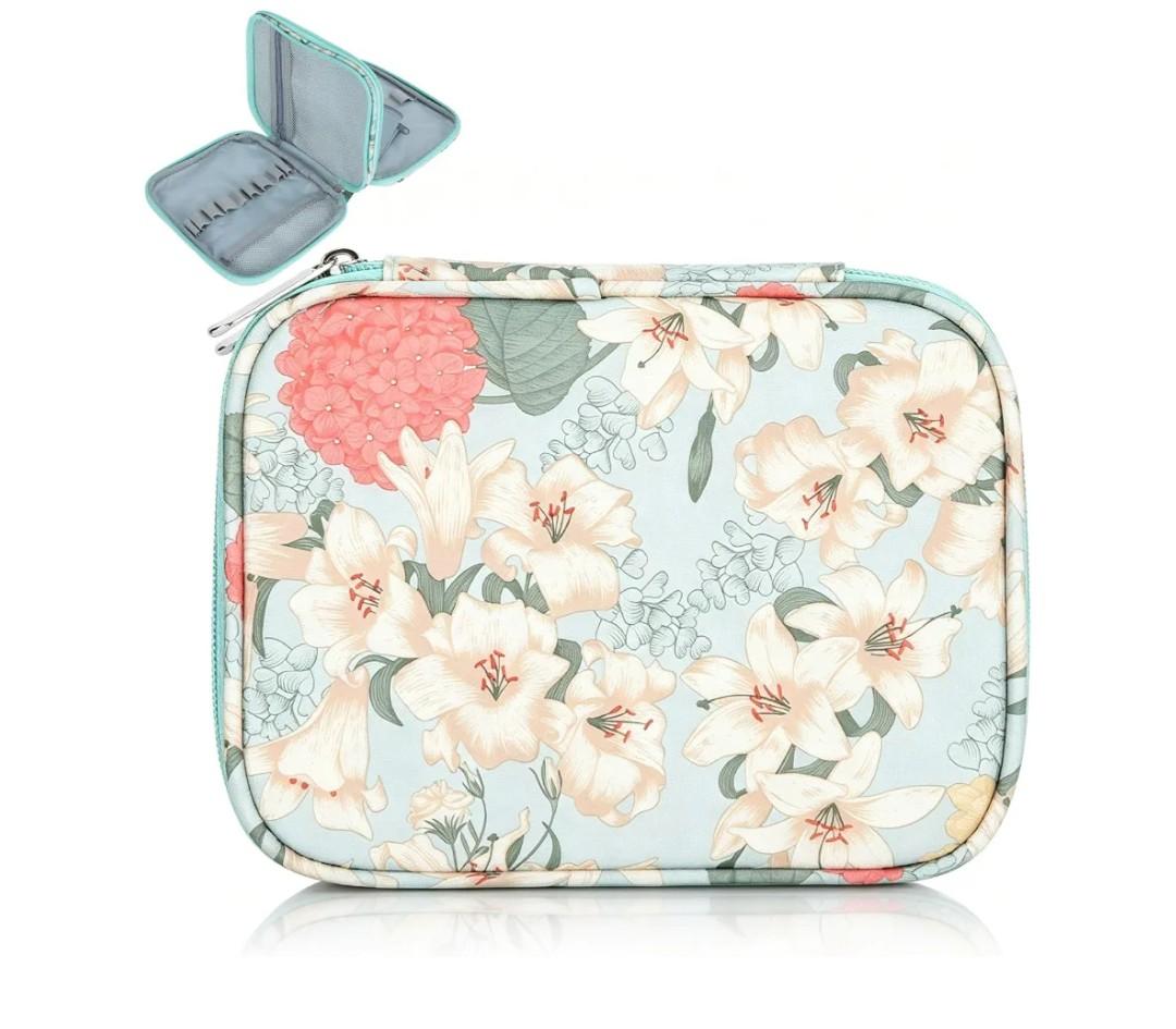 Crochet Hook Case, Crochet Hooks Case Empty Sewing Tool Organizer Bag Oxford Cloth Knitting Accessories Lightweight and Easy to Carry (Green - empty package