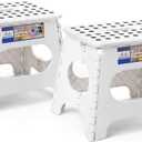 ACKO 2PACK Folding Step Stool - 11" Height Premium Heavy Duty Foldable Stool for Kids and Adults, Plastic Stepping Stool for Kitchen Bathroom, White