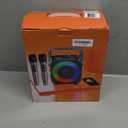 Karaoke Machine, Portable Bluetooth Speaker with 2 Wireless Microphones for Adults & Kids with Lights, Karaoke Microphone with PA System Supports USB/TF/REC/FM/AUX for Home Party Home System Packages (Black)