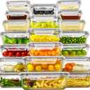 Vtopmart 20Pack Glass Food Storage Containers with Lids, Meal Prep Containers, Airtight Lunch Containers Bento Boxes with Snap Locking Lids, for Microwave, Oven, Freezer and Dishwasher