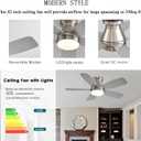 JSAITEE Ceiling Fans with Lights, 42 Inch Low Profile Ceiling Fan with Light and Remote/App Control, Flush Mount, Reversible, 3CCT, Dimmable, Noiseless, Nickel Ceiling Fan for Indoor/Outdoor Use
