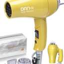 Mini Portable Hair Dryer 1200W, Travel-Friendly, Dual Voltage 125/250V, 2 Speed Settings, Foldable, Lightweight, Two Concentrator & Diffuser Nozzles, Removable Filter