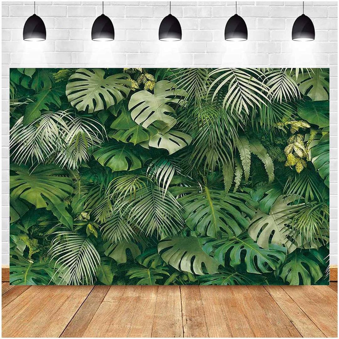 Tropical Green Leaves Theme Photography Backdrops 7X5F Wedding Bride Shower Party Decor Newborn Baby Shower Banner Photo Background Studio Shooting Props