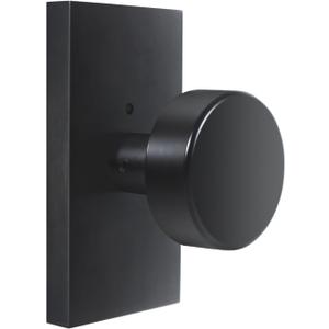 Matte Black Door Knobs Interior with Lock, Modern Privacy Rectangle Door Knob Door Handles for Bathroom Bedroom