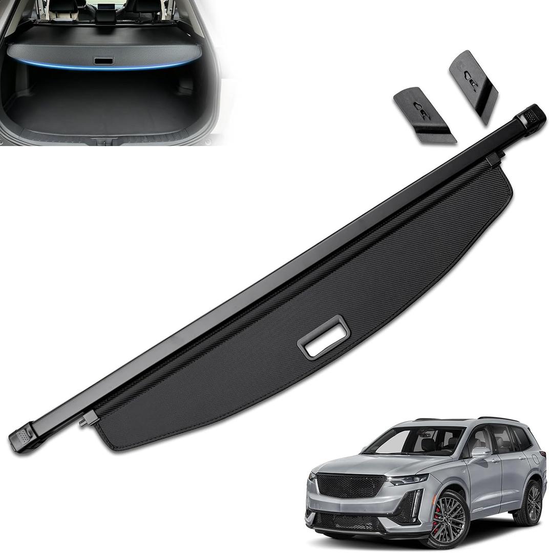 MIALUTY Cargo Cover for 2020-2026 Cadillac XT6 Retractable Trunk Cover XT6 Accessories Anti-Peeping Anti-Theft Privacy Screen,Trunk Luggage Shield Shade Carbon Fiber Texture