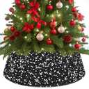 BSHSPX Black Tree Collar 28.3 inch Sequin Christmas Tree Collar Sparkle Christmas Trees Skirt Collar Large Xmas Tree Ring Round Christmas Tree Stand Collar Xmas Tree Base Cover for Santa Holiday