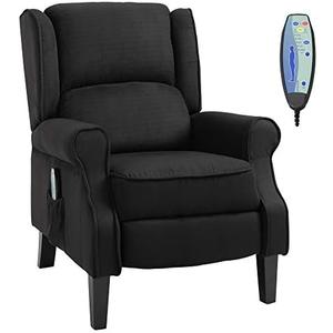 Amazon.com: HOMCOM Vibration Massage Recliner Chair for Living Room with Heat, Wingback Single Sofa, Modern Suede Fabric Push Back Reclining Chair with Footrest, Side Pocket, Black : Home & Kitchen