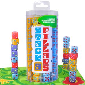 Big Discoveries Stack-a-Pillars Dice Stacking Family Game for 2-4 Players | Fun 15-Minute Strategy Games with 80 Piece Dice Set and Double-Sided Mat | Great for Game Night, Travel, Kids, and Adults