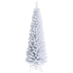 6 ft Unlit Slim Pencil Artificial Christmas Tree with Metal Stand White
