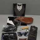 13 Pcs Best Man Proposal Gift Set Stainless Steel Flask Box Bag Shot Glass Bottle Opener Pocket Watch Sunglasses Knife Sock Card Toiletry Bag for Wedding