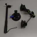 Triple Strong Suction Cup Camera Car Mount for Insta360, with 2in1 Extension Pole/Selfie Stick/Action Camera Adapter Compatible, Compatible with GoPro 11,10,9,8,7 (Black)