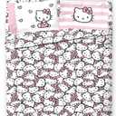 Jay Franco Sheet Set with Fitted, Flat Sheets & Pillow Cover - Ultra-Soft Bedding with Pillowcase for Room Decor, Multi - Hello Kitty, 4 Piece Queen