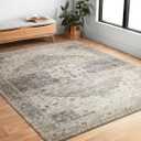 Loloi Hathaway Steel/Ivory 9'-0" x 12'-0" Area Rug | HTH-05 Printed Approx. 9x12 Grey Living room Dining room Bedroom, Vintage Inspired, Modern, Area Rug