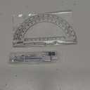 Drawing Compass and 6 Inch Protractor, Student Geometry Math Set (Clear)