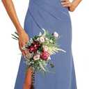Flutter Sleeves Bridesmaid Dresses for Wedding Chiffon V Neck Ruffles Empire Waist Formal Party Dress with Slit 2025 (6, Steel Blue)