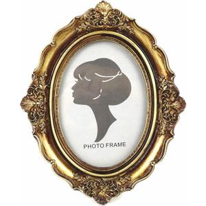 Tellyouwin 5x7 Vintage Oval Picture Frame, 5x7 Vintage Photo Frames with Glass Front Oval Vintage Picture Frame for Photo Display Home Decor(Antique Gold Color)