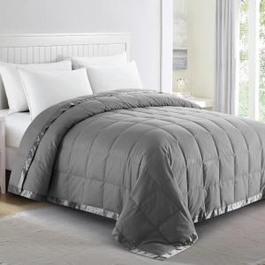 puredown Blankets King Size - Soft Lightweight Down Blanket for Bed, Cozy Warm Luxury Bed Blanket with Satin Trim, Dark Gray (108"X90")