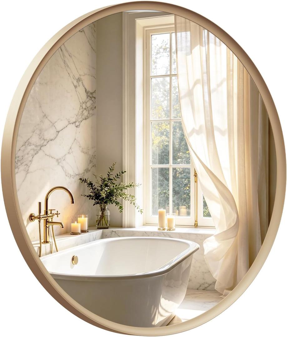 Round Bathroom Mirror 30 Inch Gold Circle Mirror Over Sink Vanity
