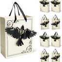 Cheerland 8pcs Halloween Party Favor Bags with Gothic Paper 3D Crow for Birthday EMO Paper Bags Snack Bag Raven Halloween Goodie Bag Candy Bag 3D Crows Summerween Party Supplies Trick or Treat Bag