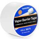 Vapor Barrier Tape - 4 inch x 180' Roll, Made in USA, White Polyethylene Tape for Crawl Spaces & Moisture Barriers, Waterproof Seal & Seam Tape for Underlayment, Insulation, and Plastic Liners (1)