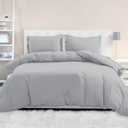 Mocassi Luxury Full Size 4-Piece Duvet Cover Set - 1800 Premium Hotel Quality Microfiber Button Closure Duvet Cover (No Comforter Included), 1 Duvet Cover 88x88 Inch and 2 Pillow Shams, Light Gray