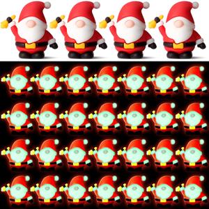30 PCS Glow in Dark Christmas Mini Gnomes Figurines Bulk Luminous Santa Miniature Ornaments Hide and Seek Small Santa Statues Decor Christmas Mini Gifts Xmas Tree Home Craft Party Decoration